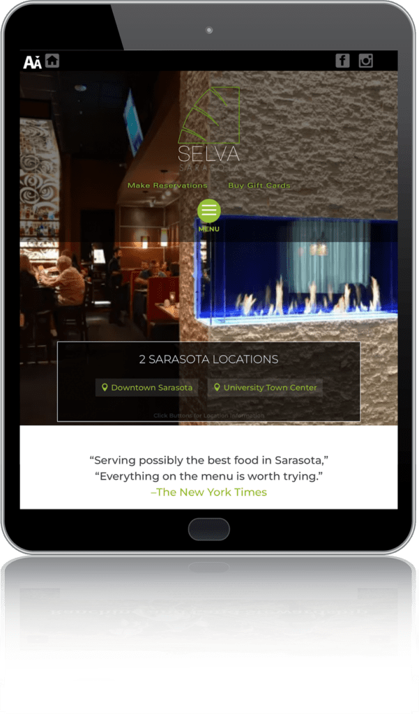 Selva Grill Website Tablet Screenshot